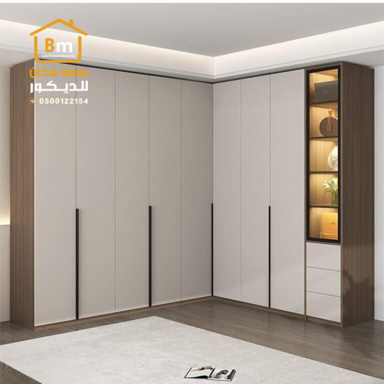 تركيب دولايب مع رفوف جانبية للتخزين مؤسسة بصمة مكان للديكور